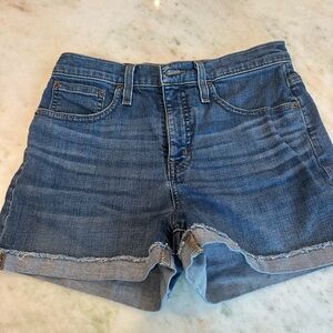 J. Crew Distressed Mid-Blue Denim Cutoff Shorts